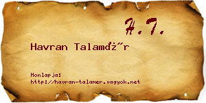 Havran Talamér névjegykártya